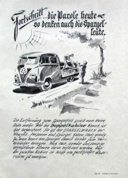 Volkswagen T1 Transporter Modelprogram 1958 "3 Helfer" Carbrochure (4365)